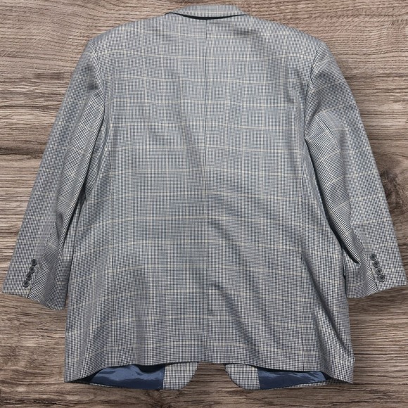 Italian Blazer Mens 46R Gray 3 Roll 2 Houndstooth Windowpane Wool Ivy Prep - Picture 7 of 9